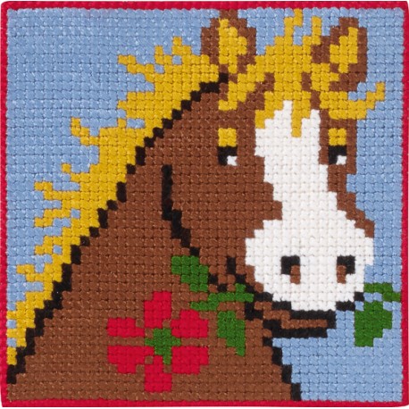 Barnstramalj Häst med blomma