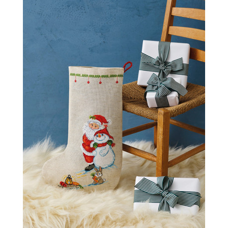 Julstrumpa - Tomte med snögubbe