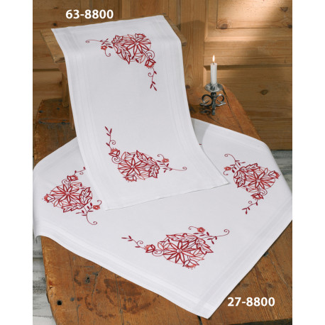 Löpare rött broderi
